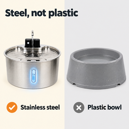 Stainless steel fountain vs plastic bowl