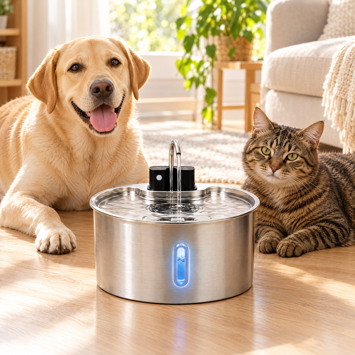 Dog and cat with the PetCascade 7L fountain