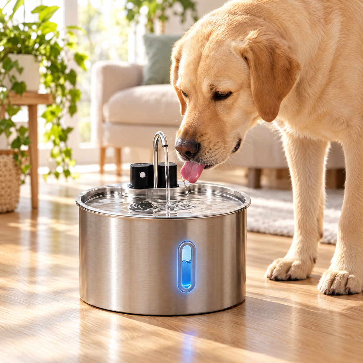 Labrador drinking from PetCascade 7L